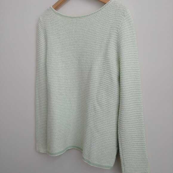 J Crew soft wool viscose blend sweater top light pale green white stripe… - Picture 8 of 13